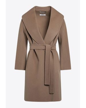 Max Mara Messi Wool Belted Coat - Brown