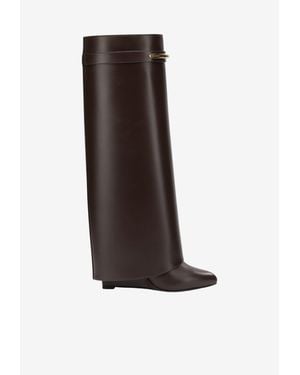 Givenchy Shark Pinch 90 Calf Leather Knee-High Boots - Brown