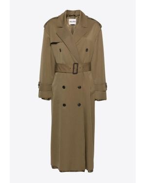 Miu Miu Raw-Cut Maxi Trench Coat - Natural