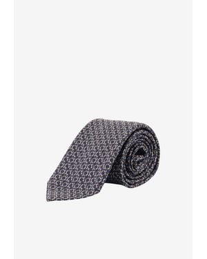 Ferragamo Interwoven Gancini Jacquard Silk-Tie - Brown