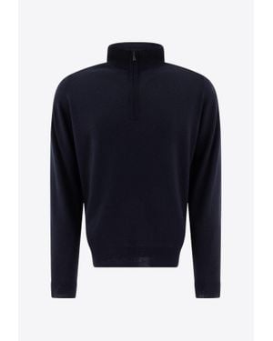 John Smedley Tapton Half-Zip Sweater - Blue