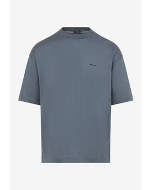 Kiton Logo Embroidered Relaxed T-Shirt - Blue