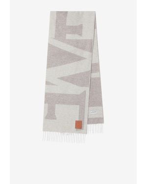 Loewe Embossed Anagram Patch Cashmere Scarf - White
