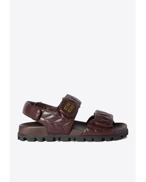 Miu Miu Sporty Quilted Leather Sandals - Brown