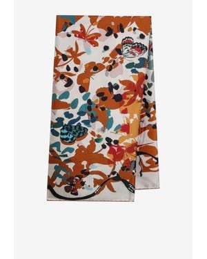 Fendi Butterfly Printed Silk Scarf - White