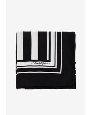 Dolce & Gabbana Striped Silk Scarf - Black
