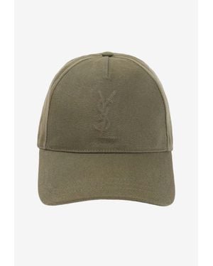 Saint Laurent Cassandre Embroidered Monogram Baseball Cap - Green