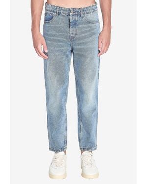 Ami Paris Washed Tapered-Leg Jeans - Blue
