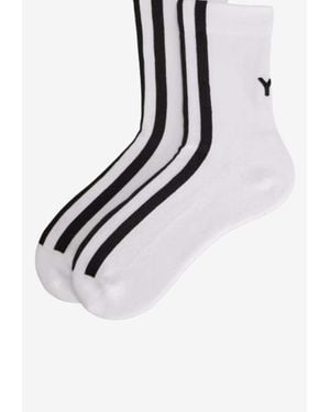 Y-3 Logo Stripes Socks - White