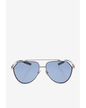 Dolce & Gabbana Logo Plaque Aviator Sunglasses - Blue