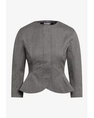 Jacquemus Palmier Peplum Jacket - Gray