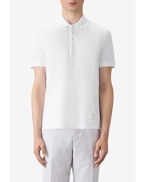 Thom Browne 4-Bar Stripes Polo T-Shirt - White