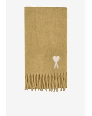 Ami Paris Ami De Coeur Alpaca-Blend Scarf - Yellow