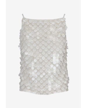 P.A.R.O.S.H. Sequined Sleeveless Top - White