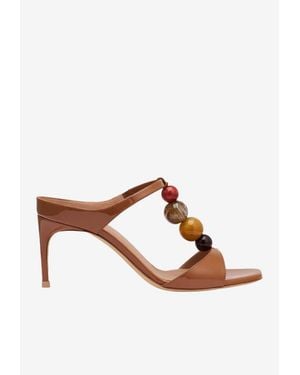 Malone Souliers Lena 70 Beaded Nappa Leather Sandals - Brown
