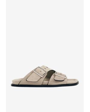 Alohas Alba Suede Leather Sandals - White