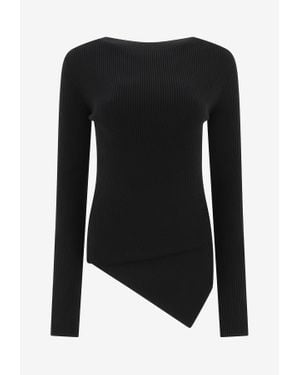 Rick Owens Ribbed Asymmetrical Sweater - Black