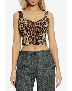 Dolce & Gabbana Leopard Print Cropped Top - Blue