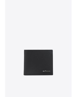 Kiton Logo-Plaque Bi-Fold Calf Leather Wallet - White