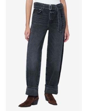Agolde Cuffed Taper Straight-Leg Pants - Blue