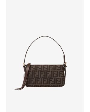Fendi Small Ff Jacquard Zip Shoulder Bag - White