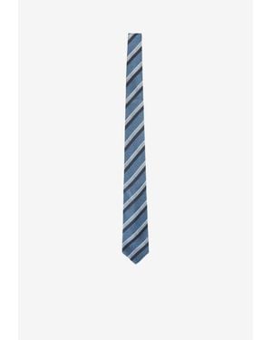 Kiton Striped Silk Tie - White