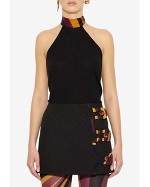 PUCCI Wool Halter Top With Scarf-Neck - Black
