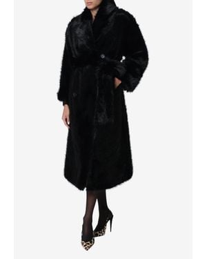 BB COUTURE Double-Breasted Faux Fur Coat - Black