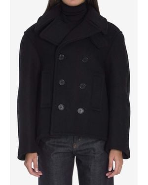 Saint Laurent Double-Breasted Wool Coat - Blue