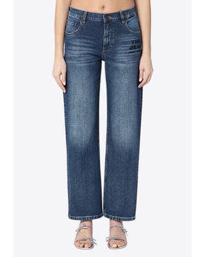 Marc Jacobs Logo Print Washed-Effect Jeans - Blue