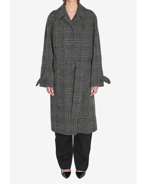Balenciaga One Layer Raglan Wool Coat - Black