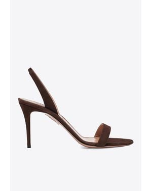 Aquazzura So Nude 60 Slingback Suede Sandals - White