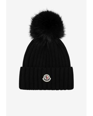 Moncler Pompom Wool Beanie - Black