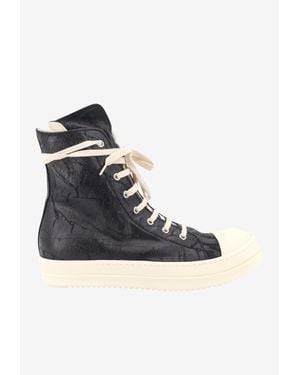 Rick Owens Megacrust Denim High-Top Sneakers - Black