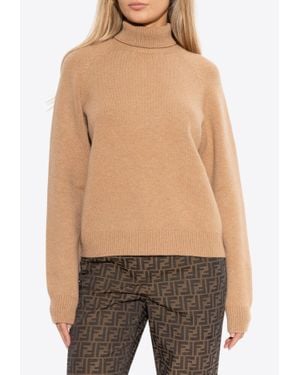 Fendi Cashmere Turtleneck Sweater - Natural