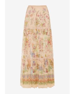 Etro Floral Print Silk Maxi Skirt - Natural