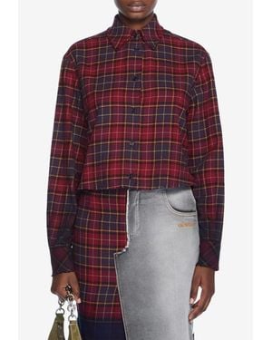 Off-White c/o Virgil Abloh Arrow Spray Plaid Check Shirt - Red
