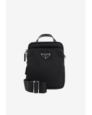 Prada Bandoliera Re-Nylon Messenger Bag - Black