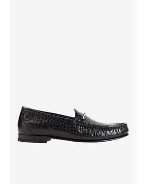Tom Ford Oscar Croc-Embossed Leather Loafers - White