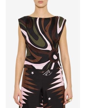 PUCCI Marmo Print Silk Top - Black