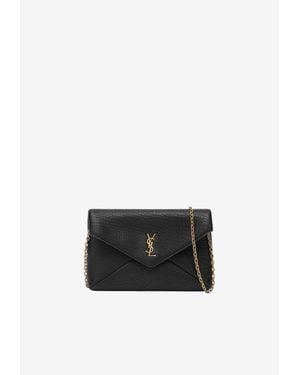 Saint Laurent Cassandre Chain Clutch - White