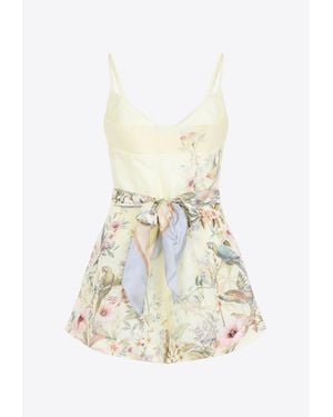 Zimmermann Rebellion Floral Print Fitted Playsuit - White