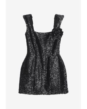 GIUSEPPE DI MORABITO Flower Applique Sequined Mini Dress - Black