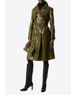 Tom Ford Ayers Print Goat Leather Trench Coat - Green