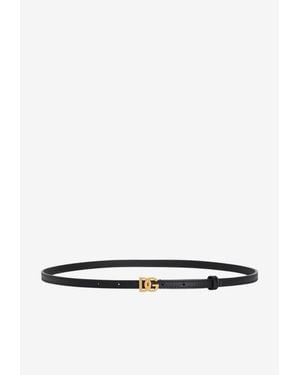 Dolce & Gabbana Dg Logo Buckle Calfskin Thin Belt - White