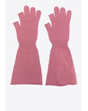 Rick Owens Thulian Long Knit Cashmere Gloves - Pink