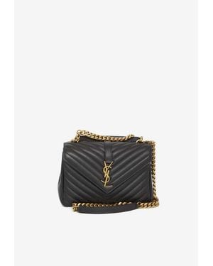 Saint Laurent Medium College Quilted Leather Shoulder Bag - Black