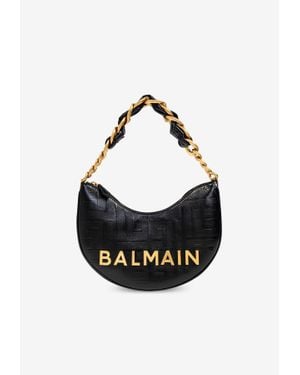 Balmain 1945 Soft Moon Calfskin Shoulder Bag - Black