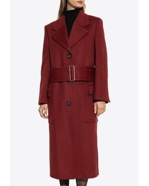 Ferragamo Wool-Blend Belted Coat - Red