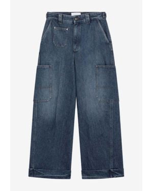 Givenchy Cropped Cargo Jeans With Embroidered-Logo - Blue